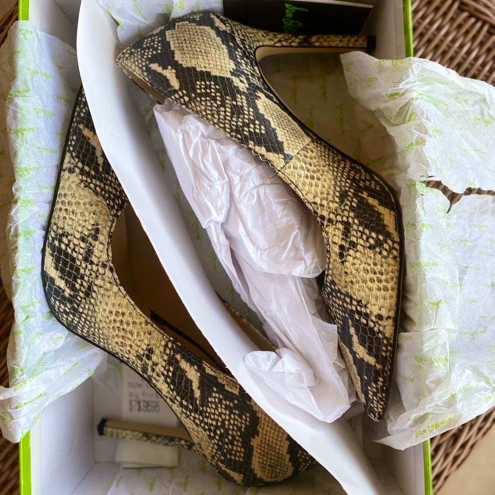Sam Edelman, snake print pumps.